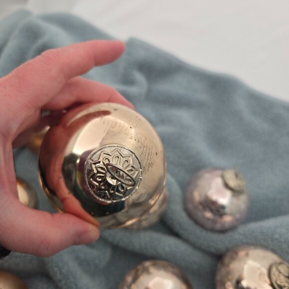 Rare! Set of 10 Rose Gold Kugel Style Crackle Mercury Glass Ornaments - Heirloom - Picture 9 of 10